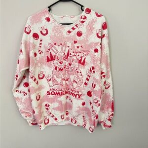 Vintage 1990 AOP snuggle up with some bunny Christmas sweatshirt Medium